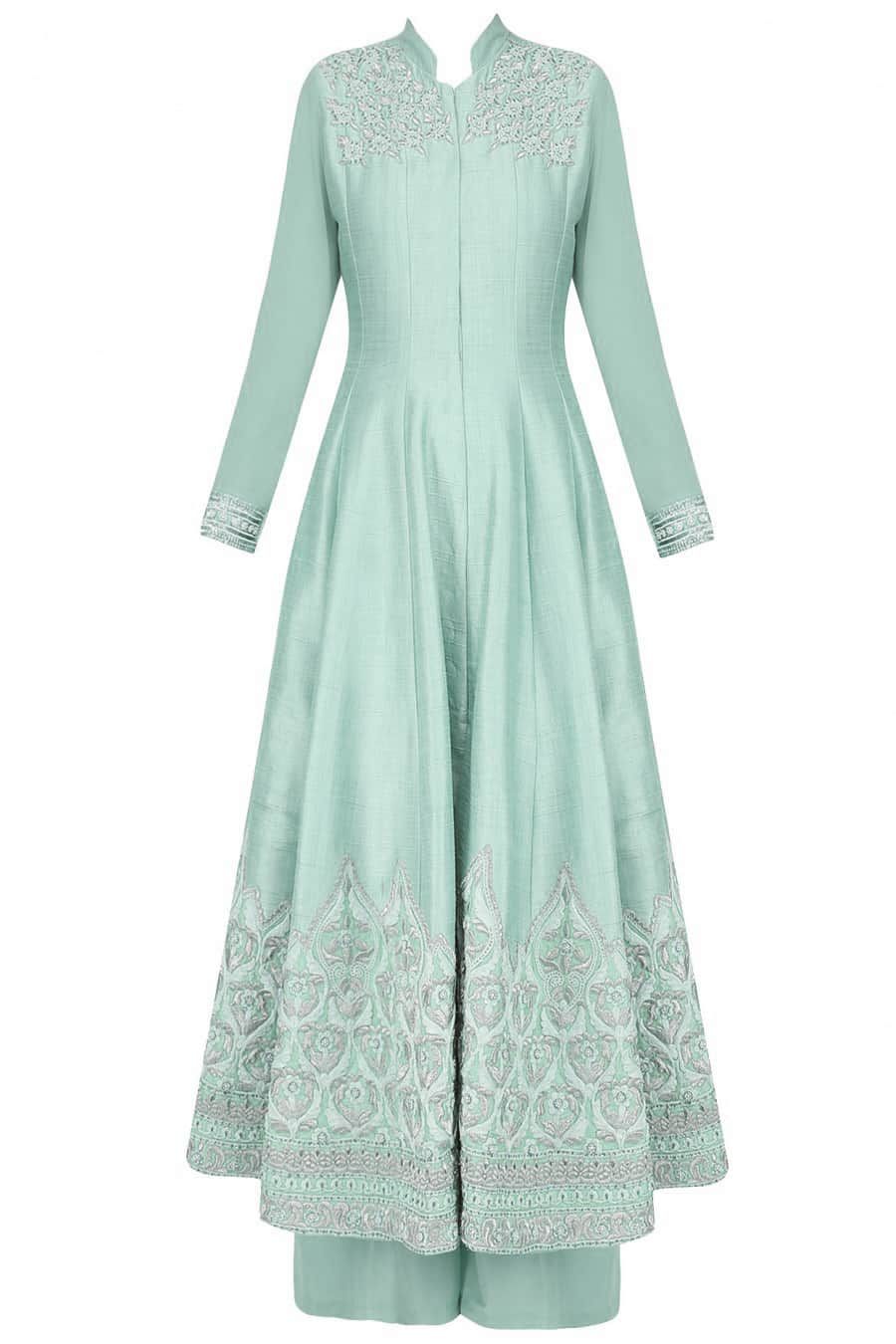 Turquoise anarkali set