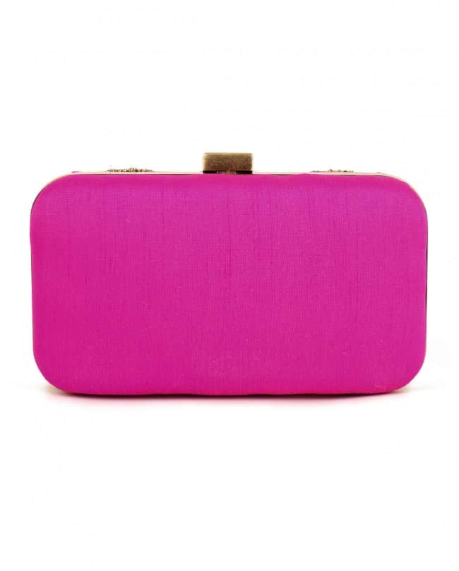 Pink and black zardozi embroidered clutch