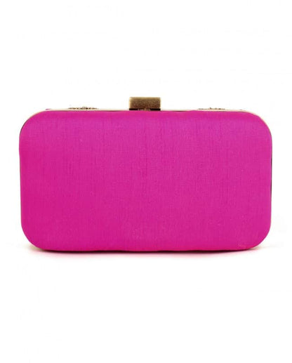 Pink and black zardozi embroidered clutch