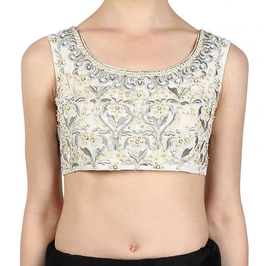 Ivory Embroidered Sari Blouse