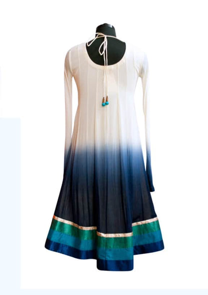 Ivory to Ink Blue Shaded Anarkali Set