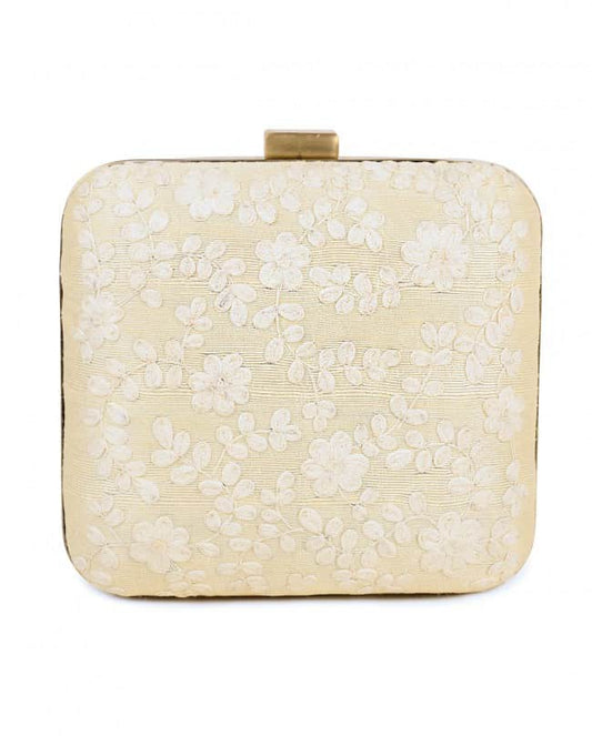 Ivory on Ivory dori embroidered clutch bag