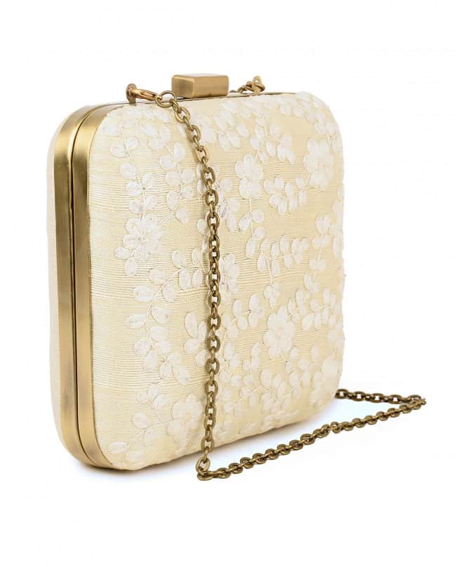 Ivory on Ivory dori embroidered clutch bag