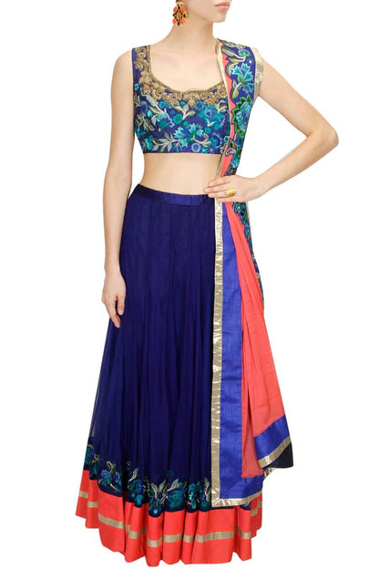 Blue Embroidered Sangeet Lehenga Set