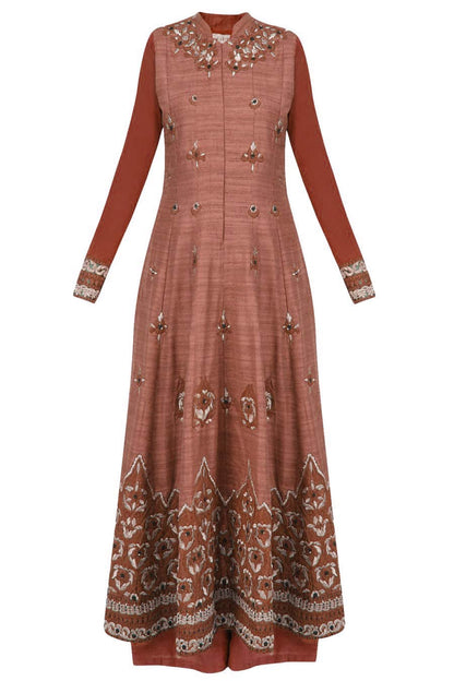 Light Maroon long anarkali set