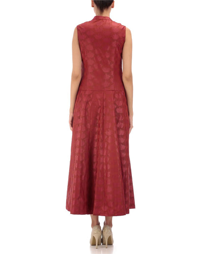 Deep Red Brocade long Dress