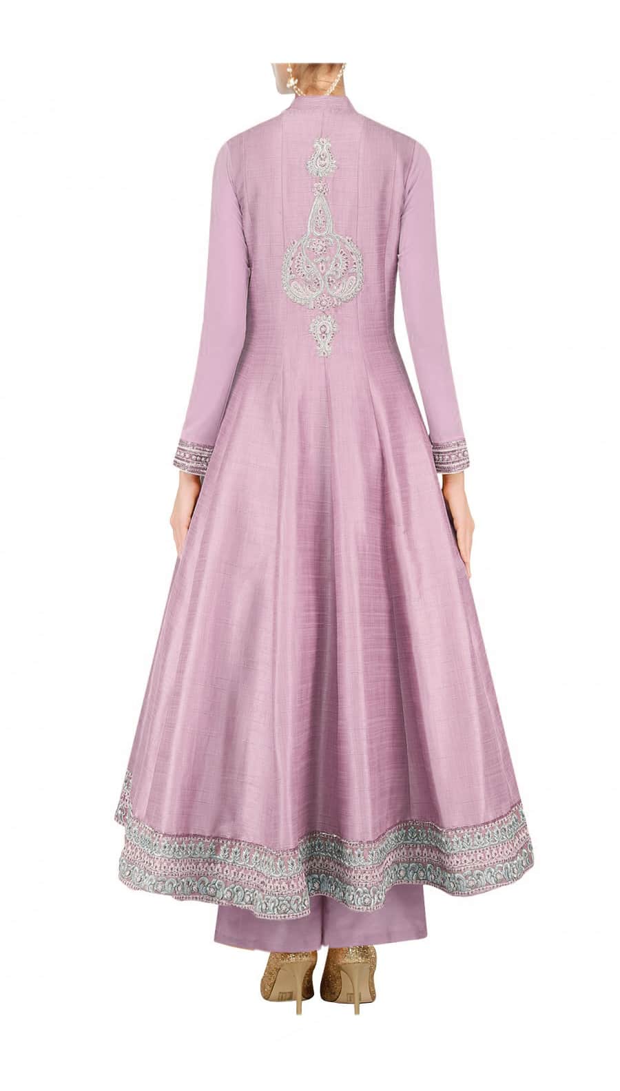 Mauve silk Anarkali Set