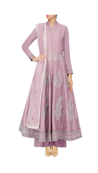 Mauve silk Anarkali Set