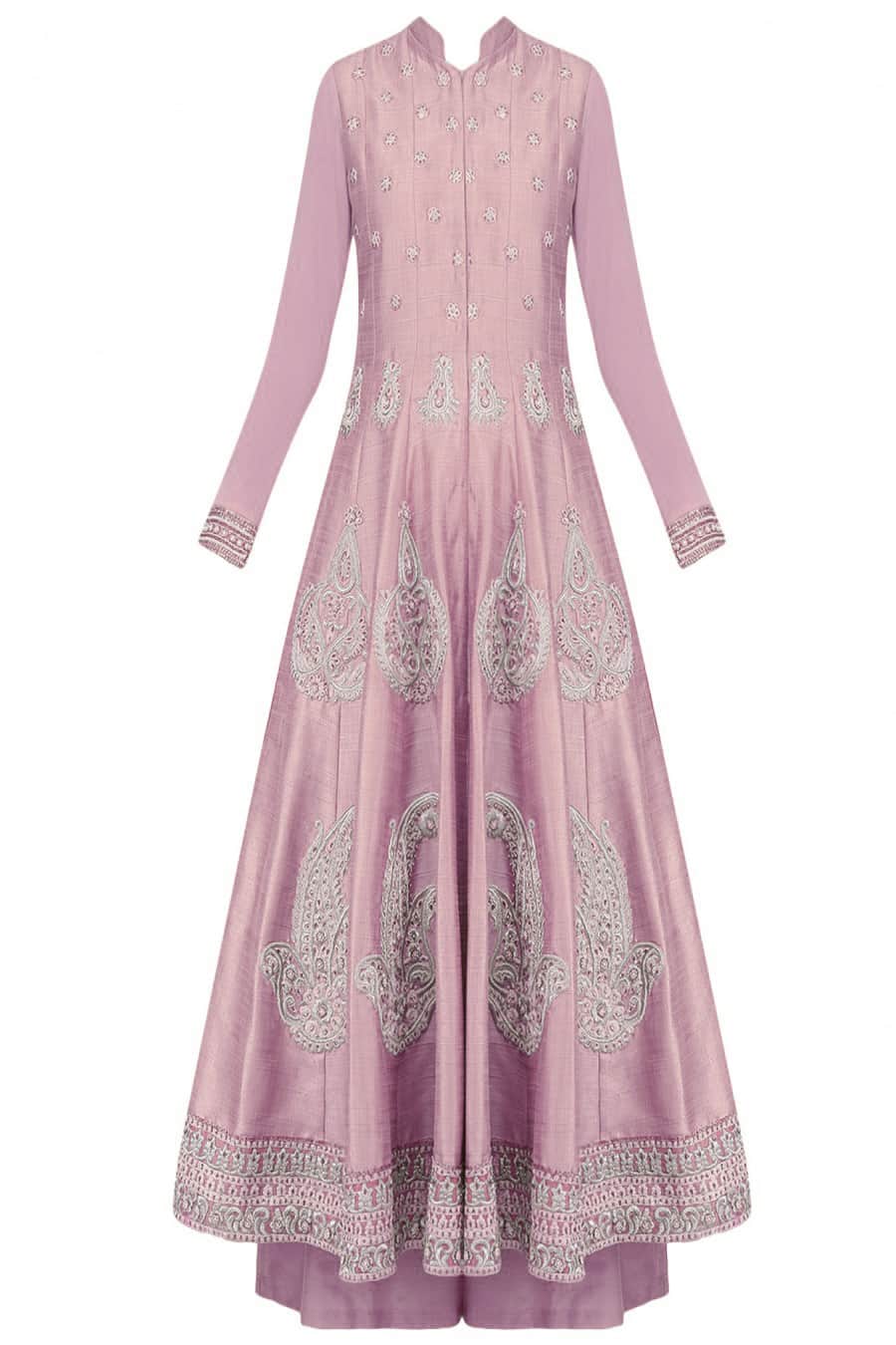 Mauve silk Anarkali Set