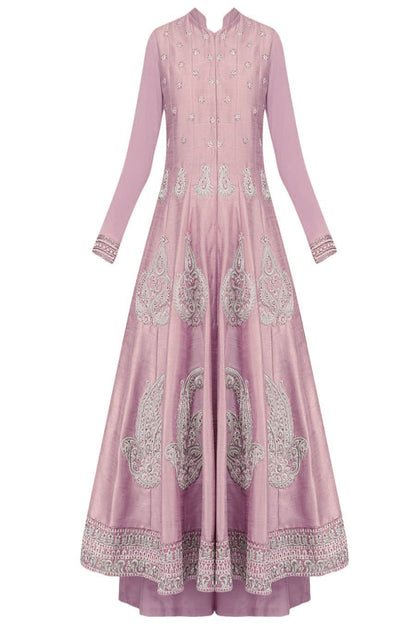 Mauve silk Anarkali Set