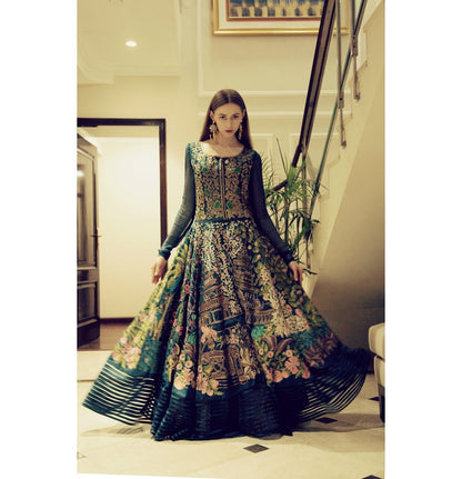 Teal Full Length Heavy Anarkali