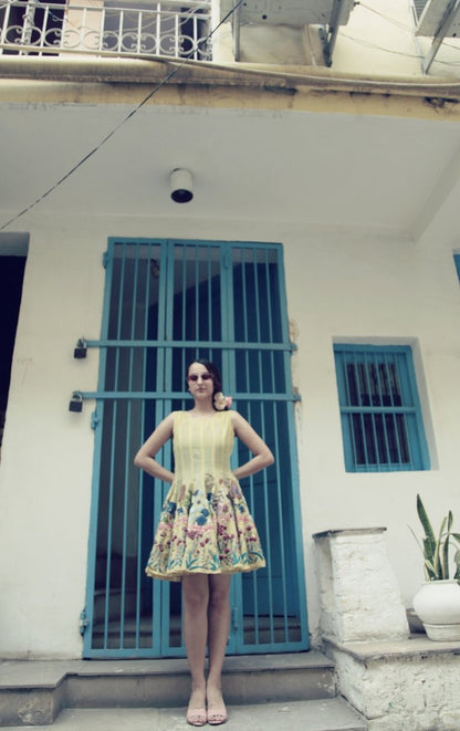 Pale yellow Paneled dress