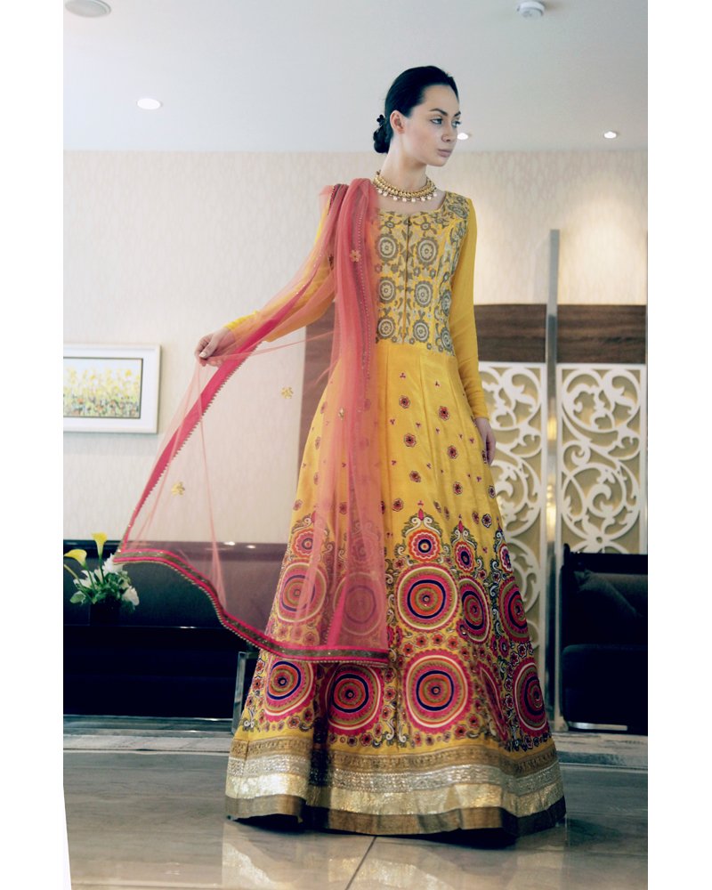 Yellow Heavy Anarkali Set