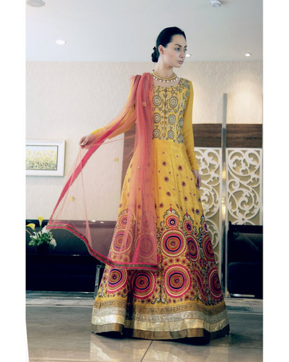 Yellow Heavy Anarkali Set