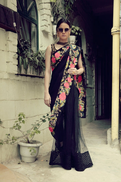 Black Butterfly & Rose Sari