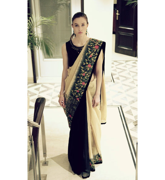 Gold &amp; Black Sari