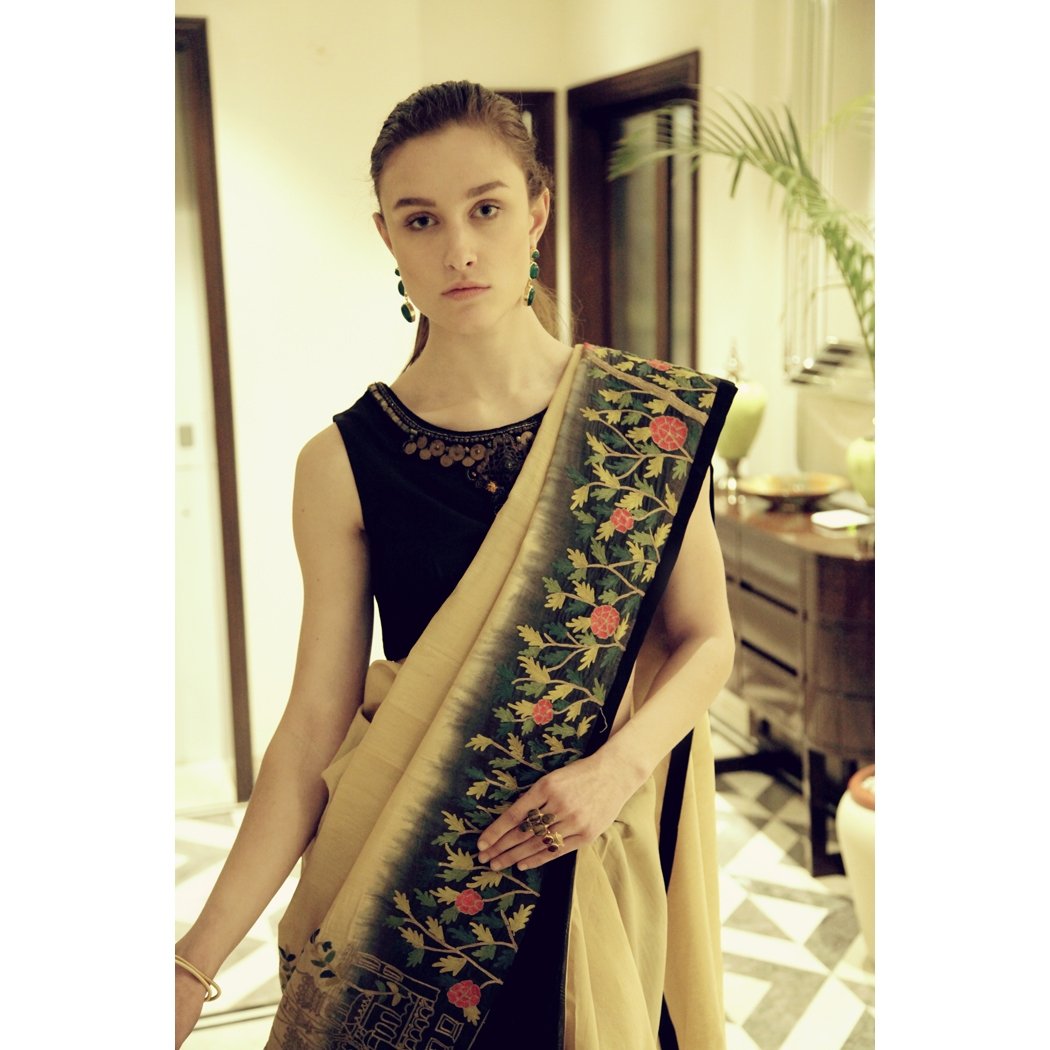 Gold &amp; Black Sari