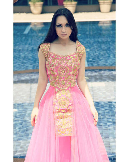 Pink Gotapatti Long Gown