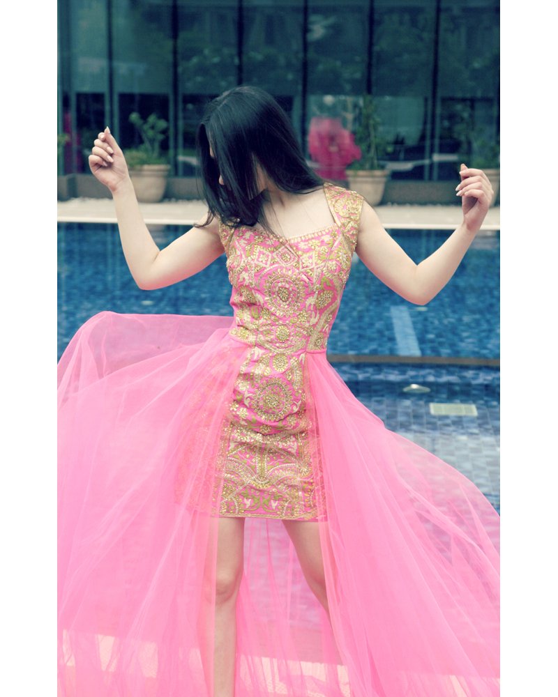 Pink Gotapatti Long Gown