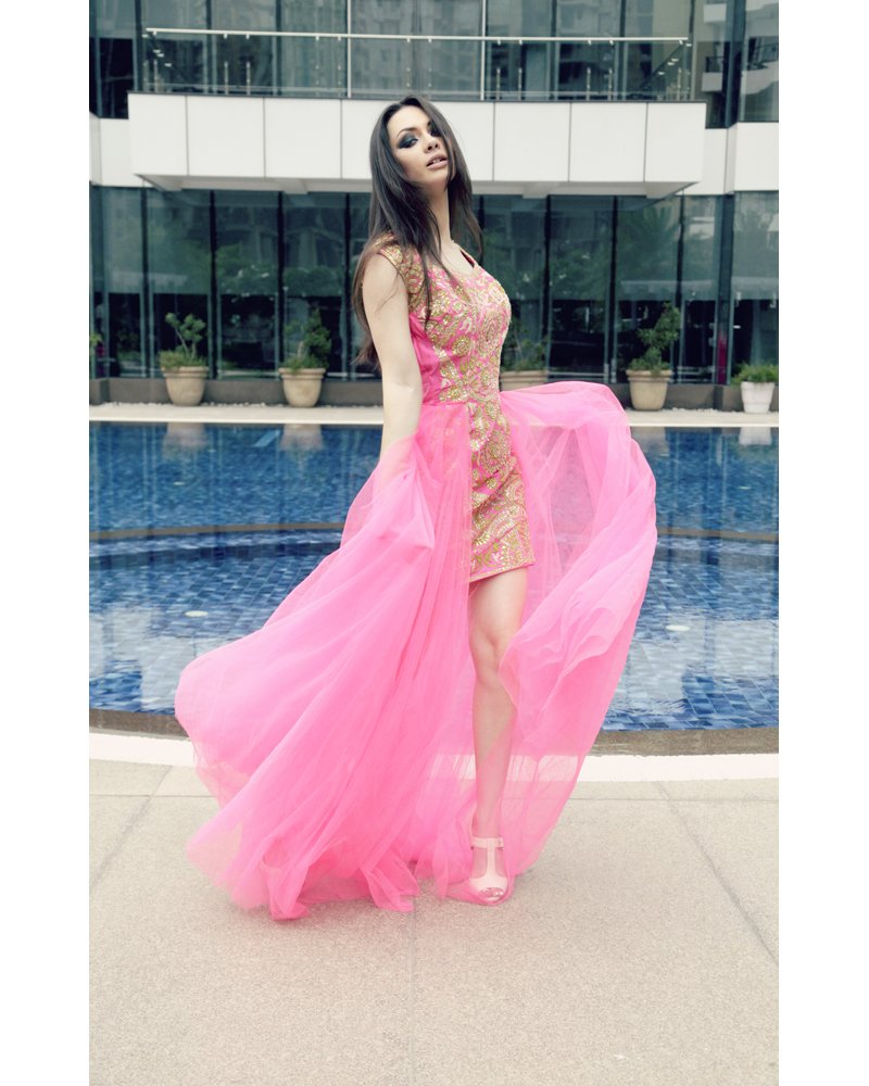 Pink Gotapatti Long Gown