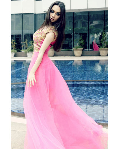 Pink Gotapatti Long Gown