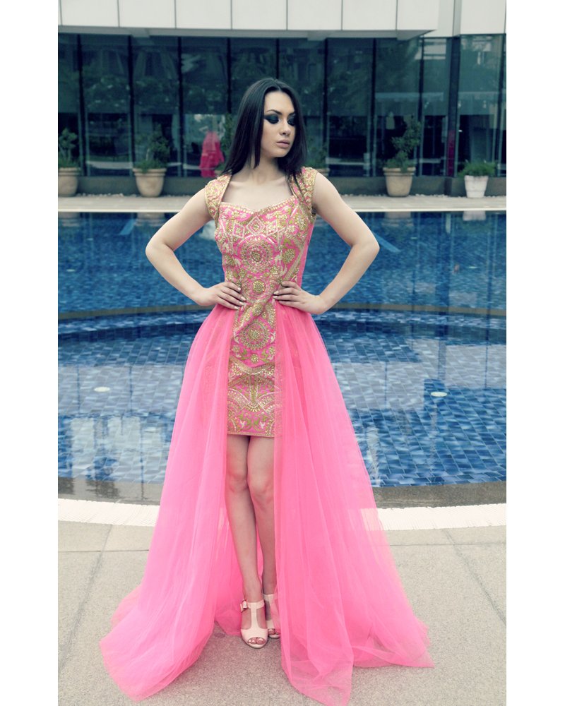 Pink Gotapatti Long Gown