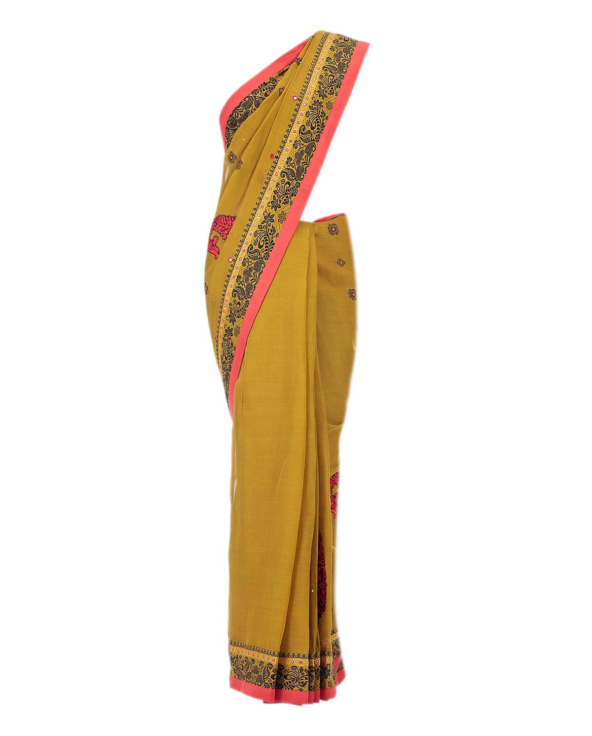 Lime Green Handwoven Sari in Cotton Silk