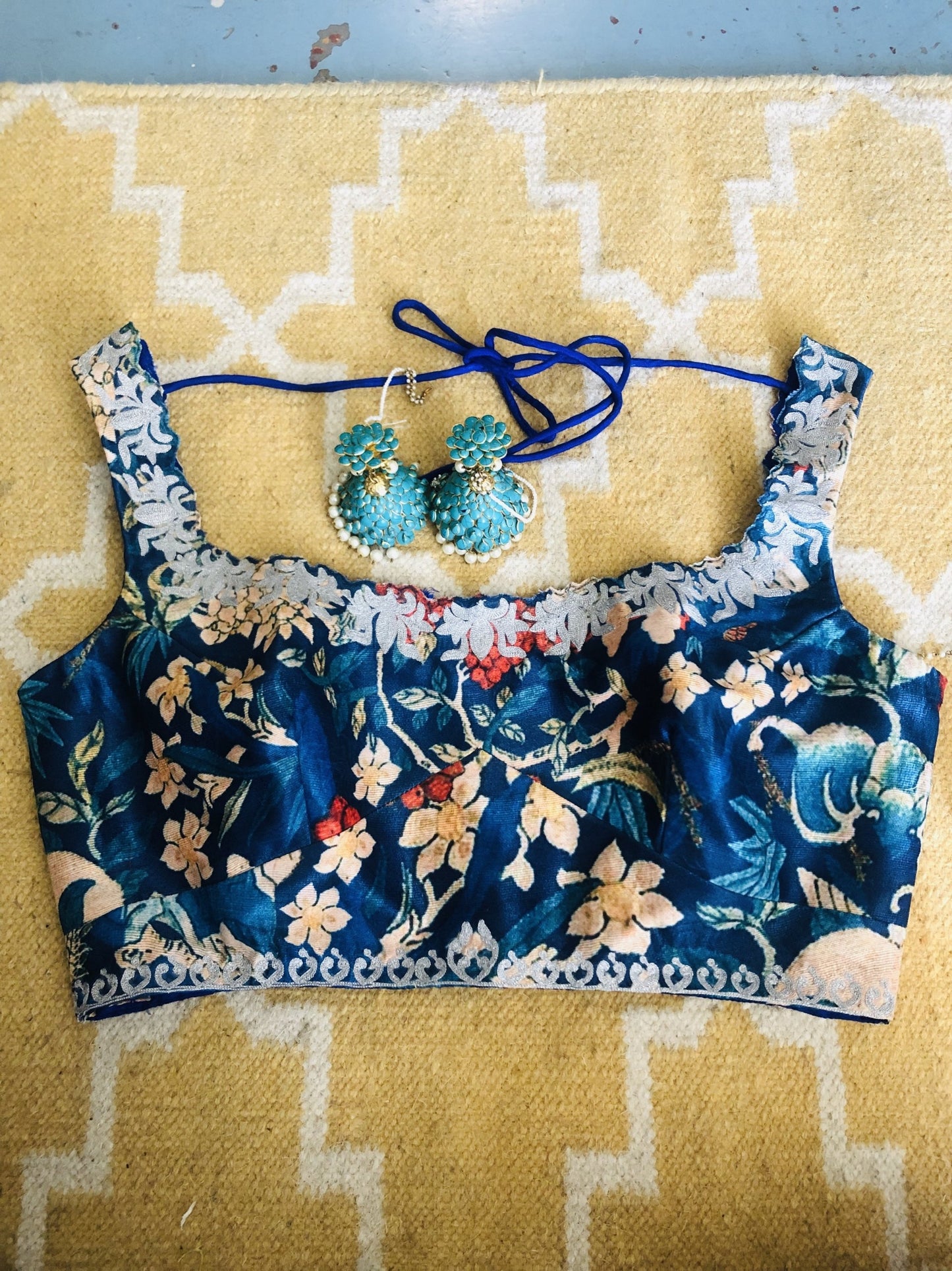 Embroidered Blue Printed blouse