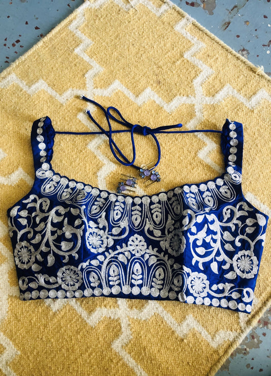 Royal blue embroidered blouse