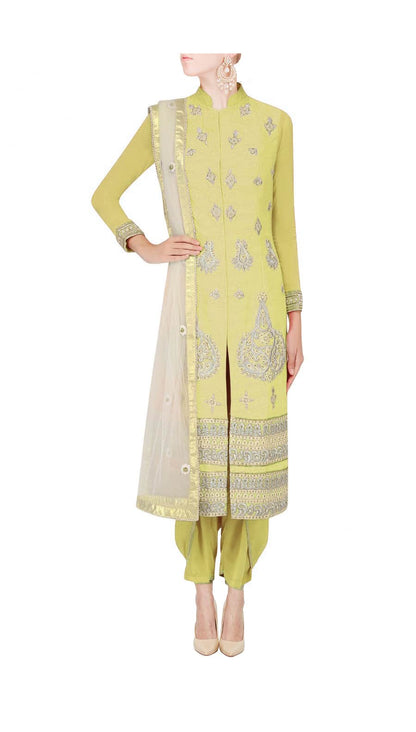 Lime yellow straight kurta set