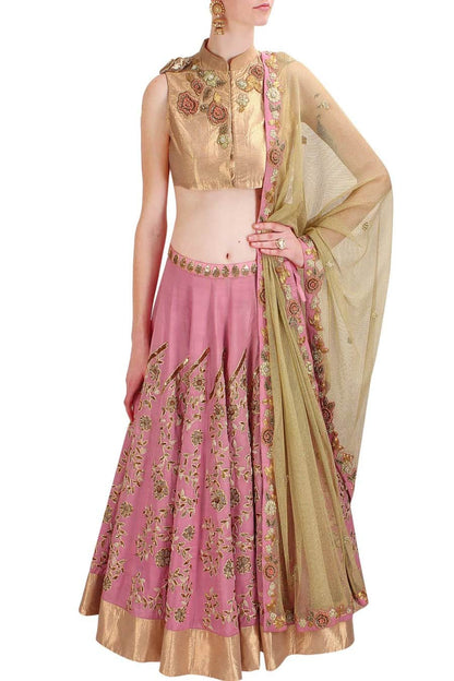 Pink Embroidered Bridal Lehenga Set