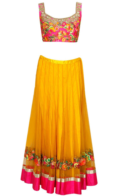 Yellow Embroidered Sangeet Lehenga Set