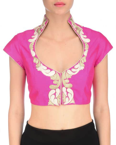Collared Style Embroidered Blouse with zari