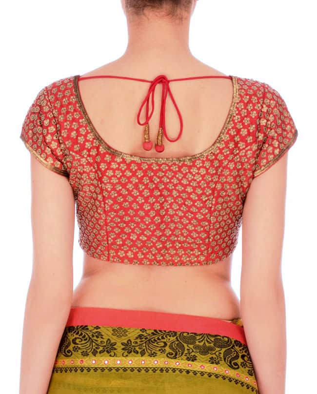 Blood Red embroidered sari blouse