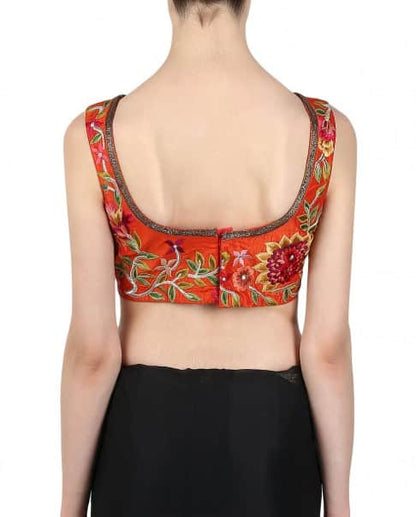 Brick red embroidered blouse