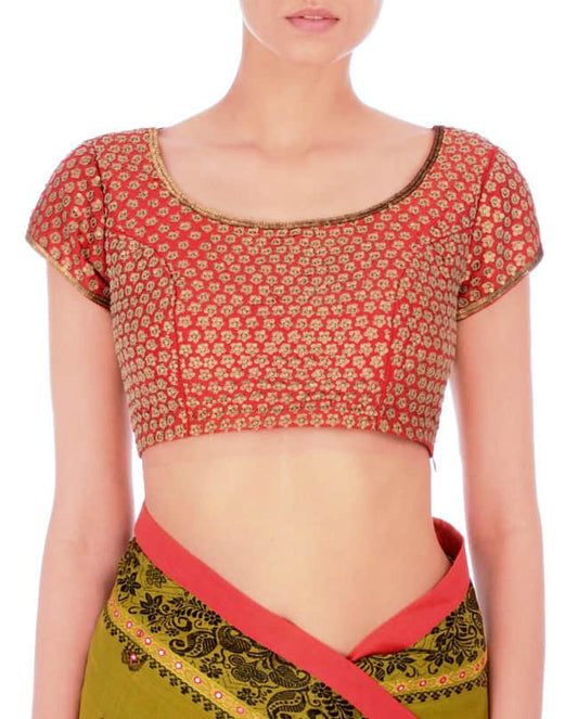 Blood Red embroidered sari blouse