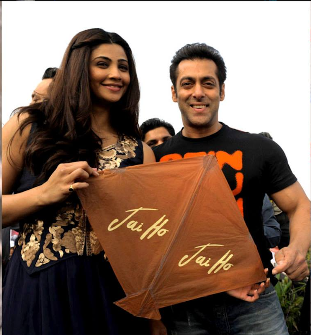 Daisy Shah in Navy blue zari embroidered jacket with anarkali and palazoes