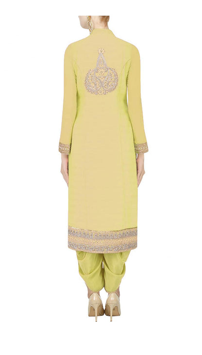 Lime yellow straight kurta set