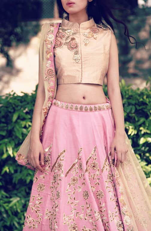 Pink Embroidered Bridal Lehenga Set