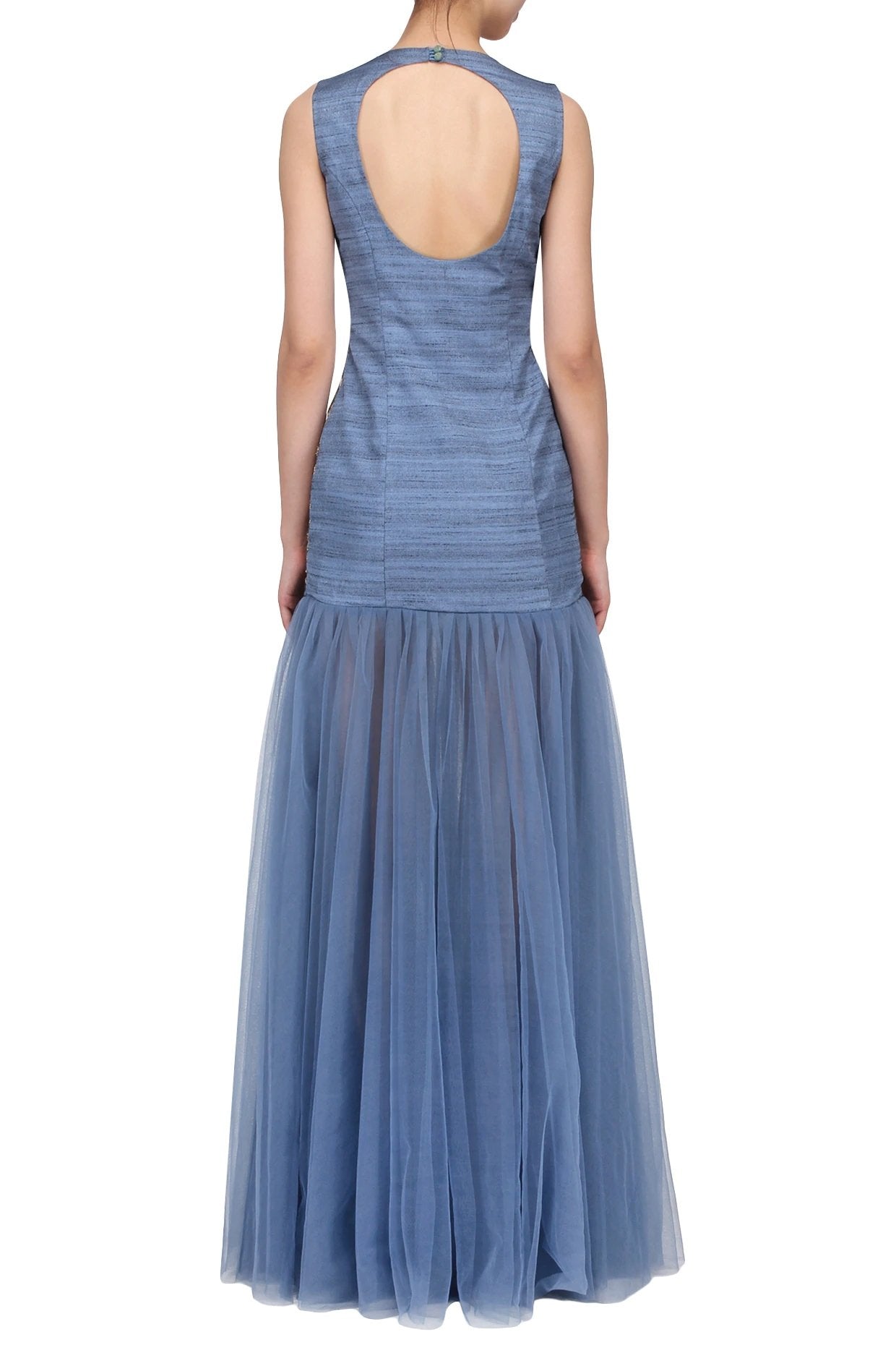 Greyish Blue Flared Gown