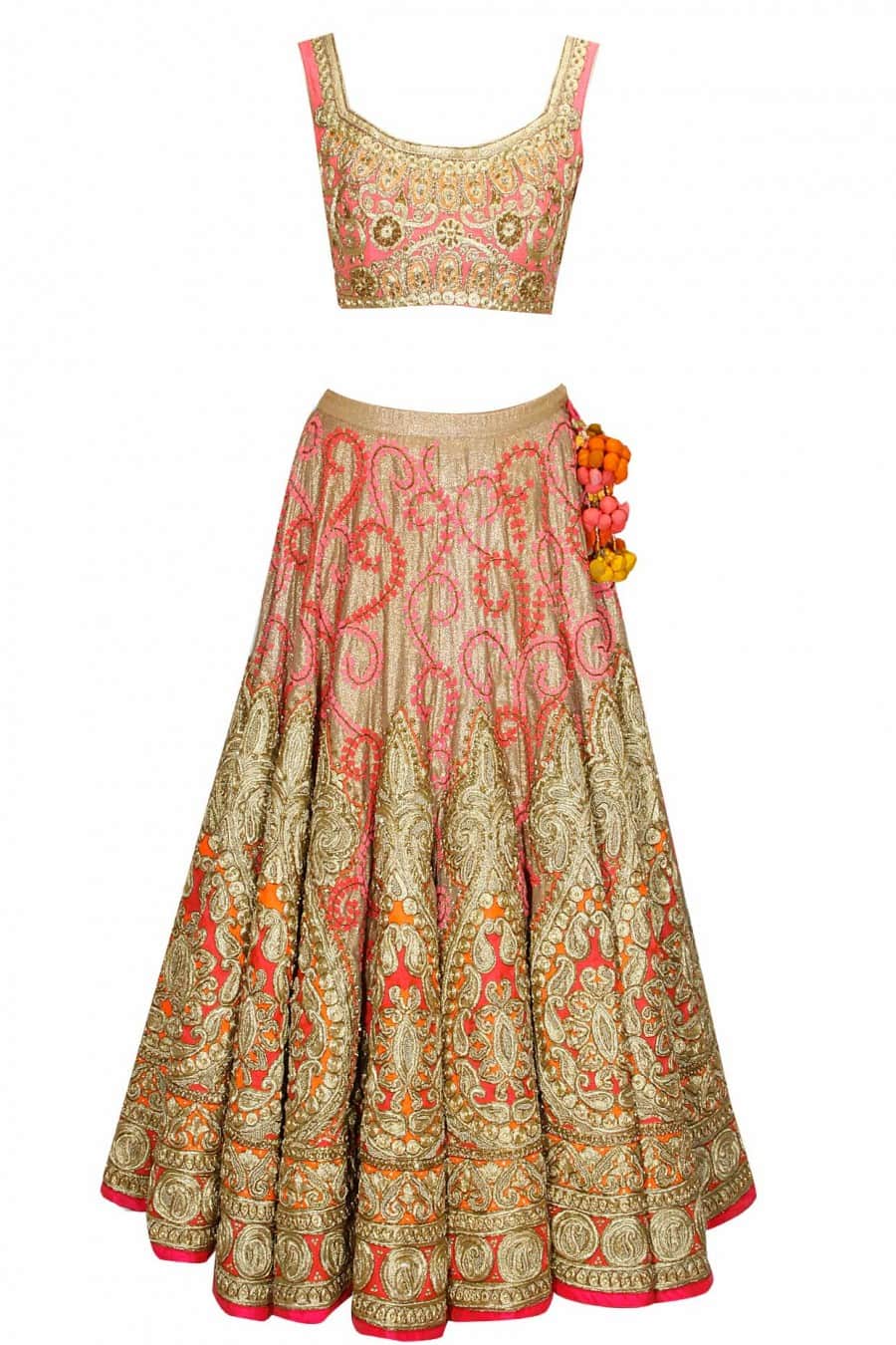 Peach and Gold Bridal Lehenga Set