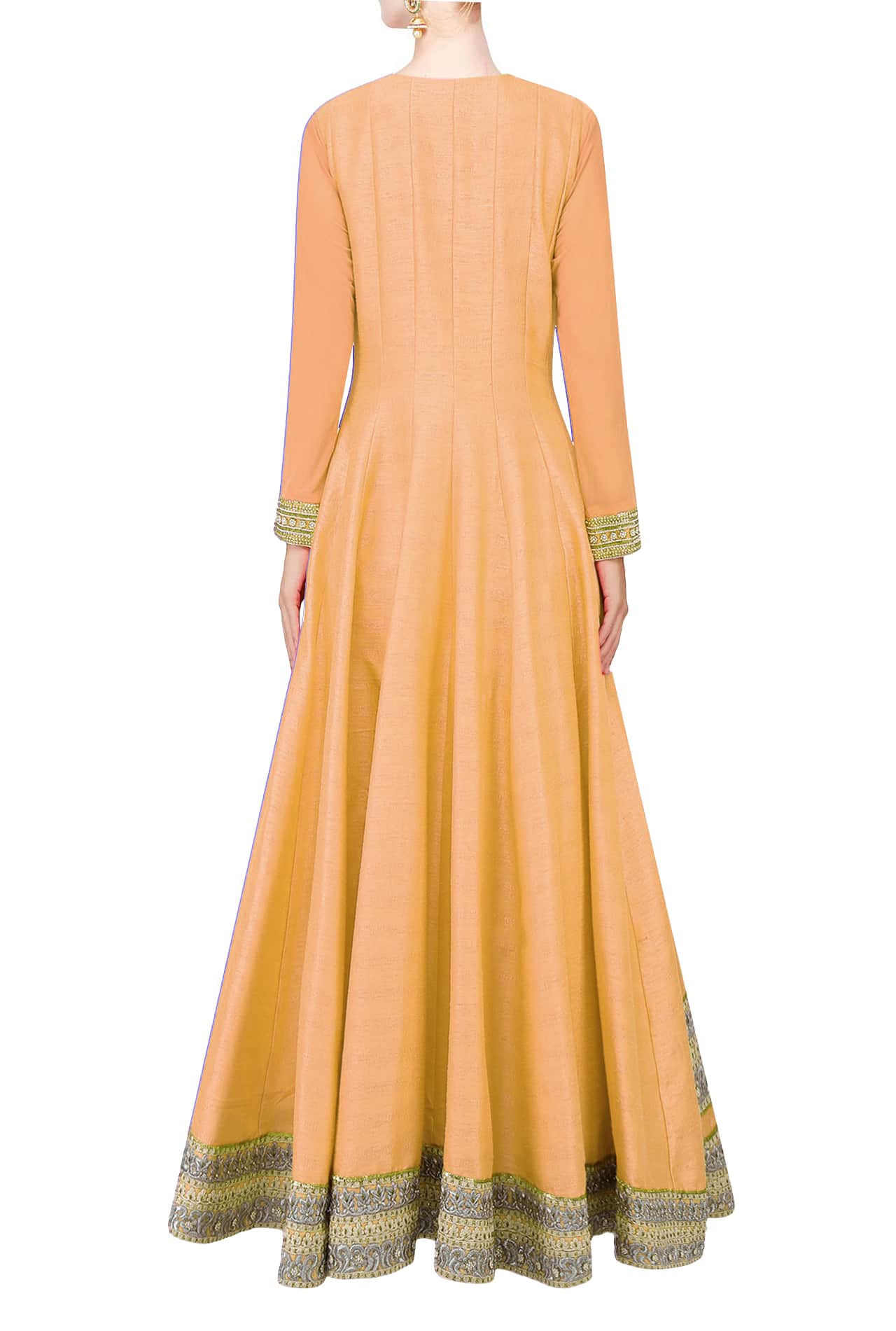 Bright orange yellow flared anarkali set