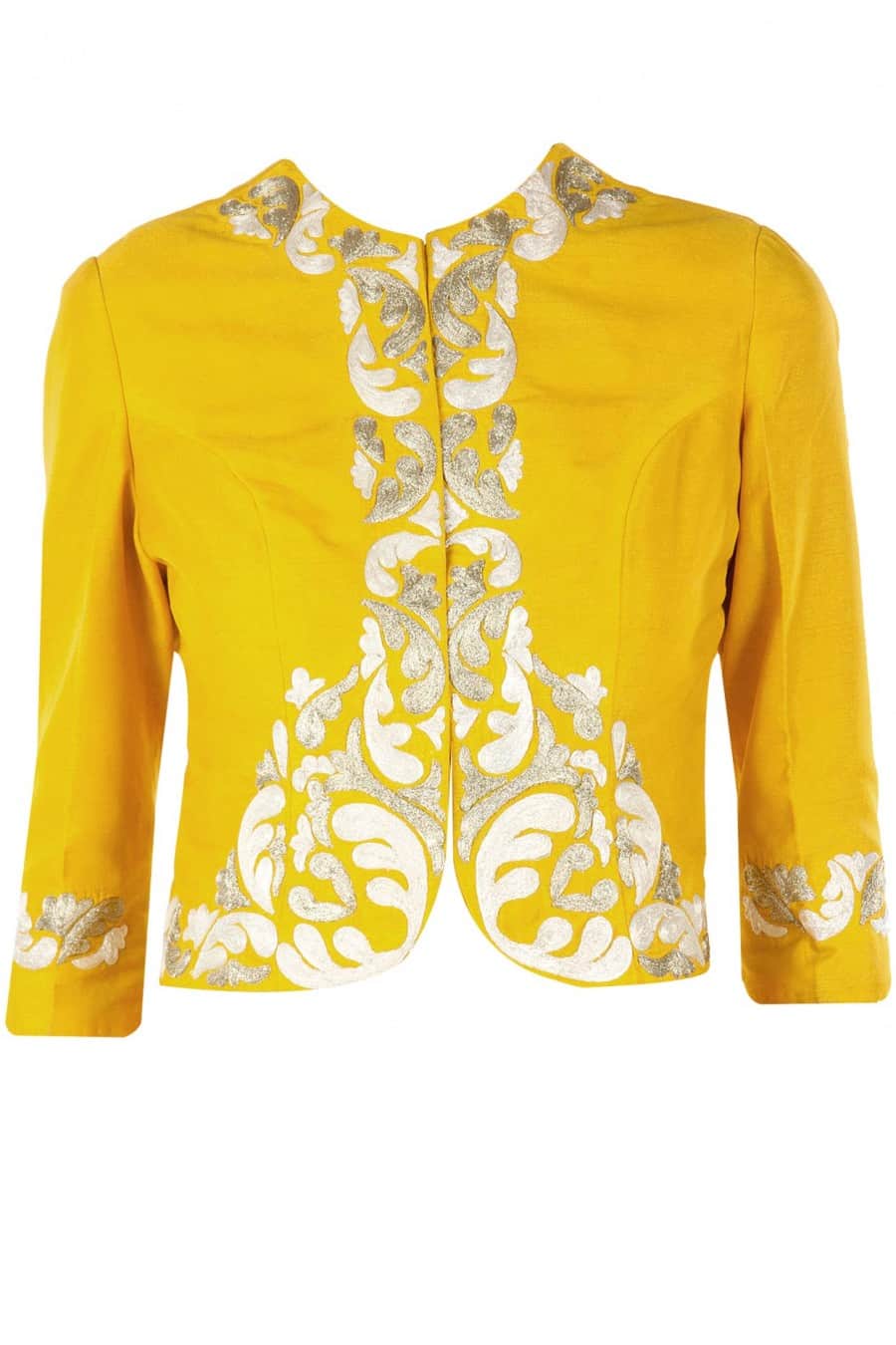 Golden yellow jacket with anarkali and palazoe pants