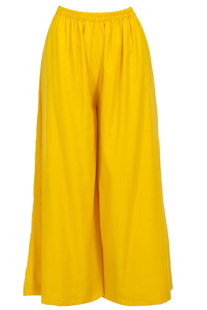 Yellow peplum anarkali with palazzo pants