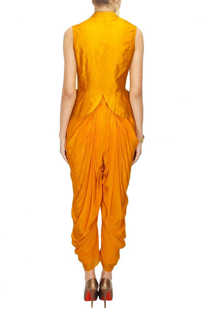 Chrome Yellow Pop Peplum Jacket & Dhoti Pants