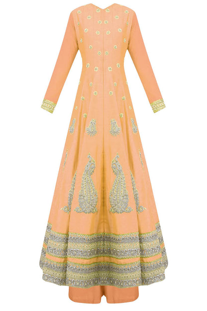 Bright orange yellow flared anarkali set