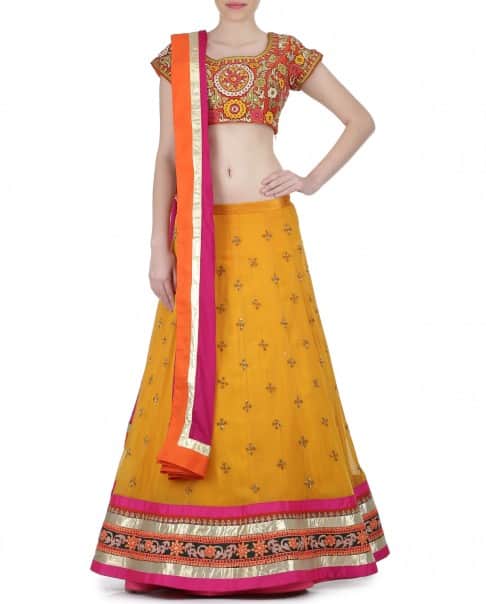 Yellow Embroidered Light Lehenga Set