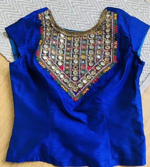blue loose fitted blouse