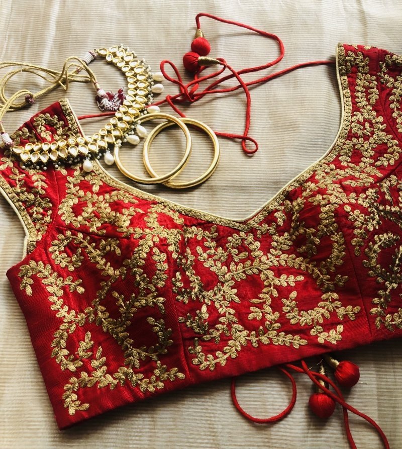 Red Allover Embroidered blouse