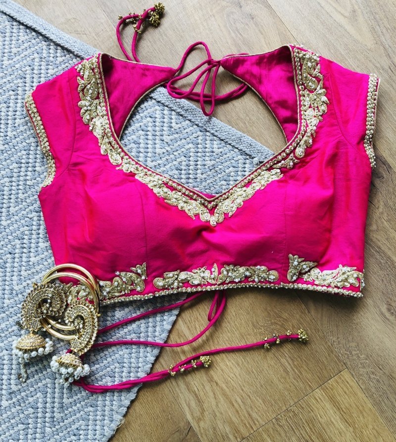 Hot pink silk blouse